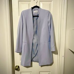 Calvin Klein powder blue long open blazer